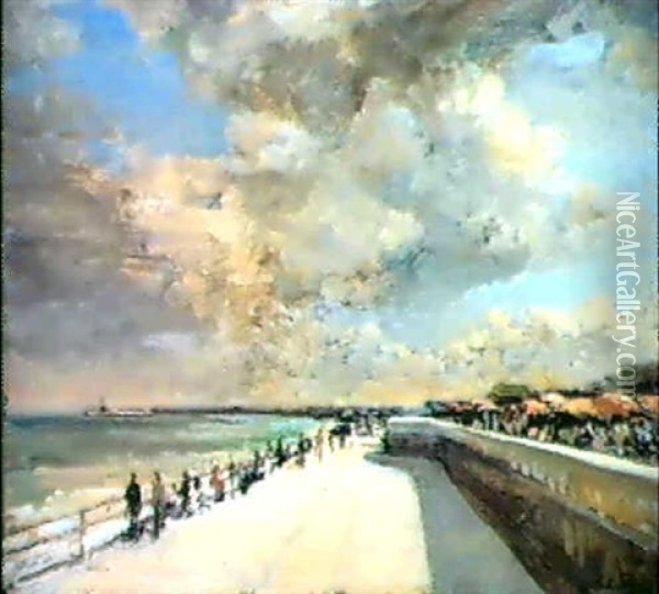 Promenade Sur La Jete Oil Painting - Jacques-Emile Blanche