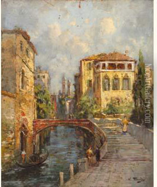 Pont Sur Le Rio St Paulo A Venise Oil Painting - William Georges Thornley