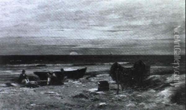Sonnenuntergang Am Meeresufer Oil Painting - Ludwig Heinrich Theodor (Louis) Gurlitt