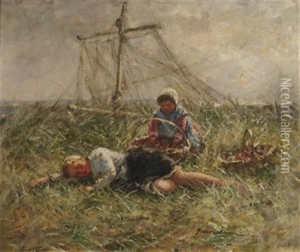 A Well Earned Nap Oil Painting - Robert Gemmell Hutchison