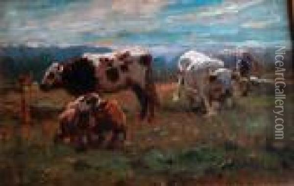 Les Vaches Oil Painting - Otto Karl Kasimir Von Thoren