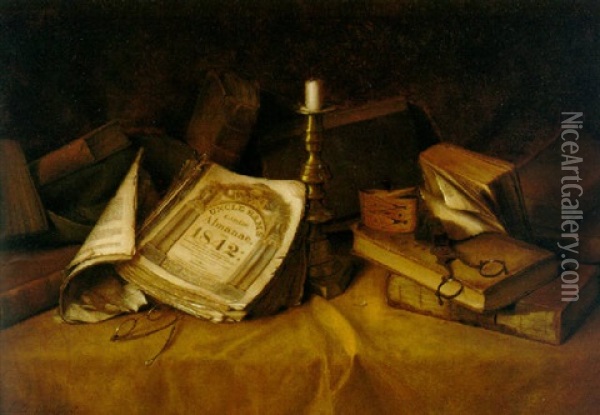 The Old Almanac Oil Painting - Jefferson David Chalfant