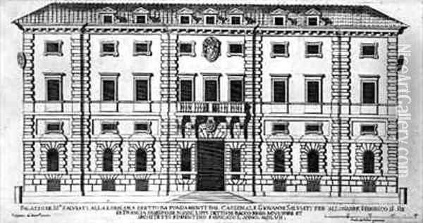 View of the facade of Palazzo Salviati in Rome Oil Painting - Ferrerio, Pietro