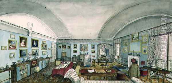 The Sitting Room at Aynhoe, 1835 Oil Painting - Lili Cartwright