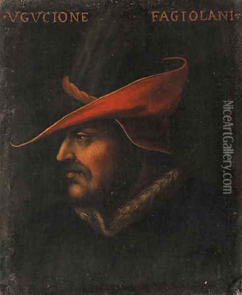 Portrait of Ugucione Fagiolani (1250-1319) Oil Painting - Cristofano Dell'Altissimo