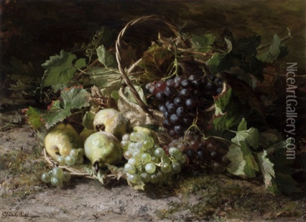 Still Life With Apples And Grapes Oil Painting - Gerardina Jacoba van de Sande Bakhuyzen