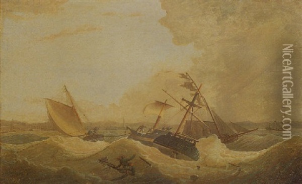 Shipwreck: Cenrous Friends Oil Painting - Robert Salmon