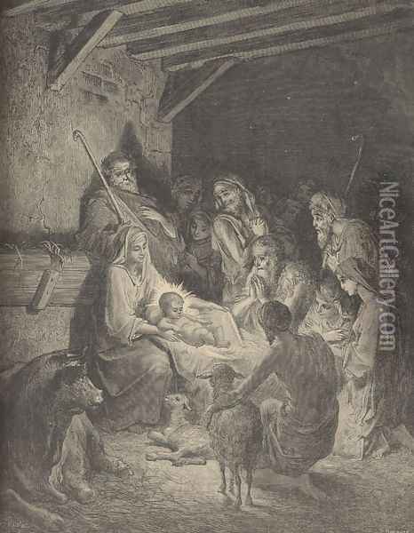 The Nativity Oil Painting - Gustave Dore