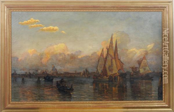 Venetian Boats Oil Painting - D. Jerome Elwell