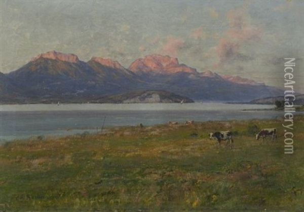Vue Du Lac D'annecy Oil Painting - Charles Alexandre Bertier