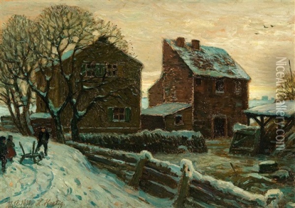 Winter In Alt-schoneberg Oil Painting - Hans Hartig