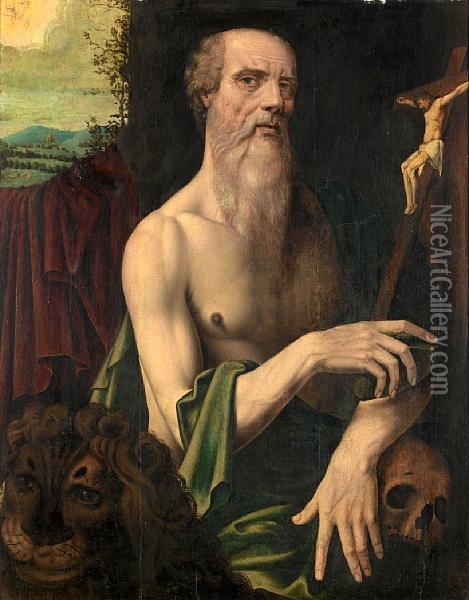 Saint Jerome Repentant Oil Painting - Ambrosius Benson