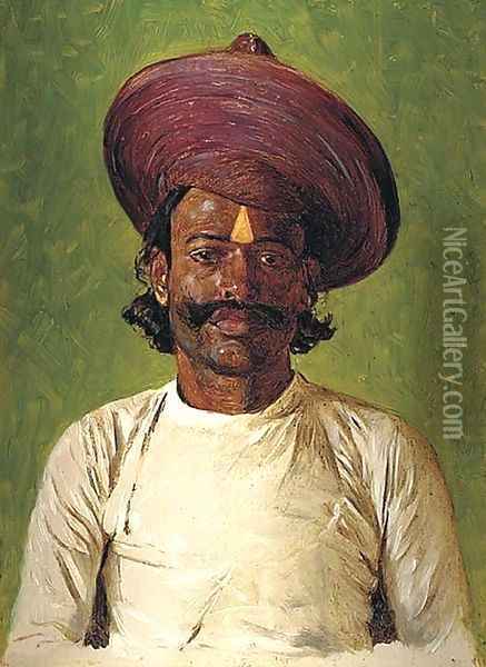 Portrait of an Indian man Oil Painting - Vasili Vasilyevich Vereshchagin