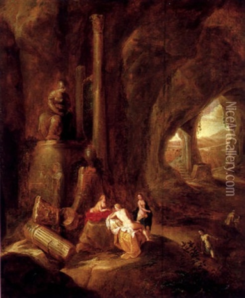 Nymphen In Einer Felsgrotte Oil Painting - Abraham van Cuylenborch