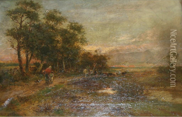 Lingering Lights, Derbyshire Oil Painting - William Manners