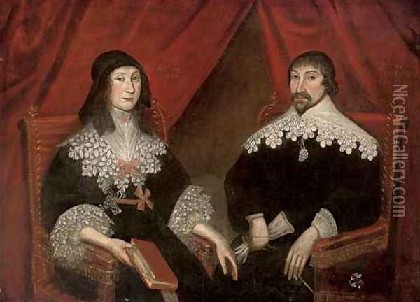 Double portrait of a husband and wife Oil Painting - Wolfgang Heimbach