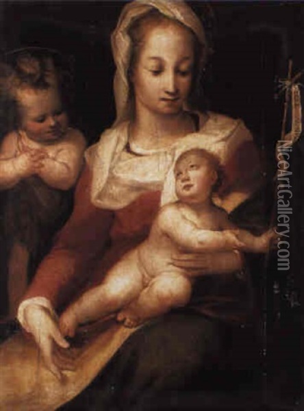 The Madonna And Child With The Infant St. John The Baptist Oil Painting - Alessandro Casolani