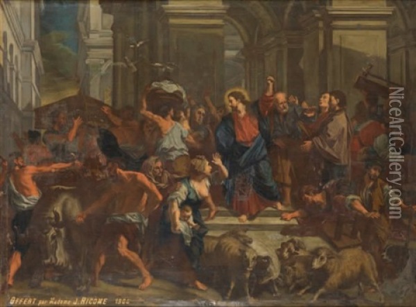 Le Christ Chassant Les Marchands Du Temple Oil Painting - Jean-baptiste Jouvenet
