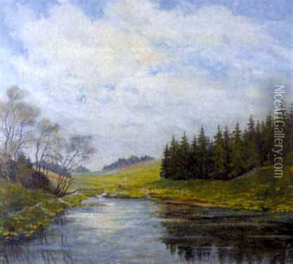 Erzegebirgsfruhling Am Teich Oil Painting - Karl Max Tilke