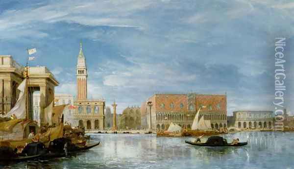 View of the Molo and the Palazzo Ducale in Venice Oil Painting - James Holland