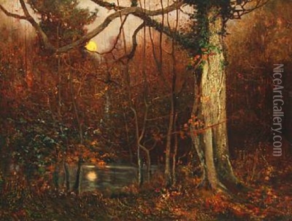 A Forest Scene Oil Painting - Benjamin Haughton