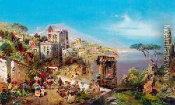 Blick Auf Den Golf Von Sorrent Oil Painting - Robert Alott