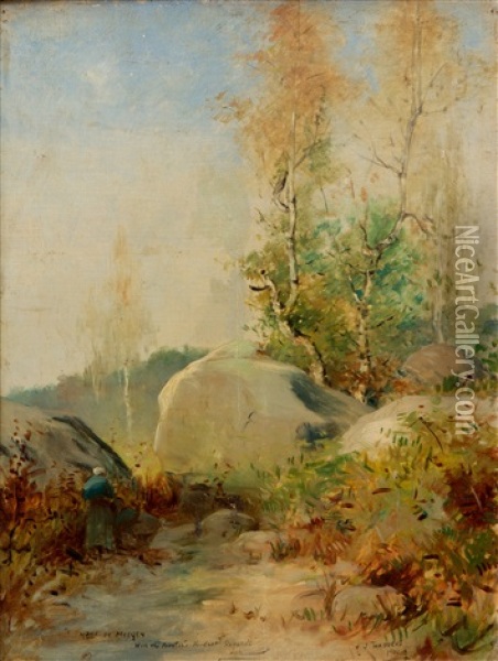 Landschap Met Berkenbomen En Keien Oil Painting - Henry Jones Thaddeus