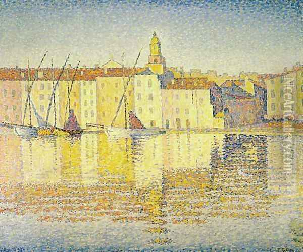 Houses in the Port of Saint-Tropez Oil Painting - Paul Signac