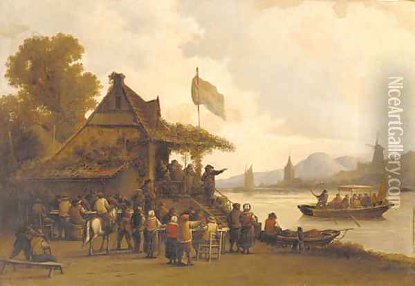 Feasting by the river Oil Painting - Dutch School