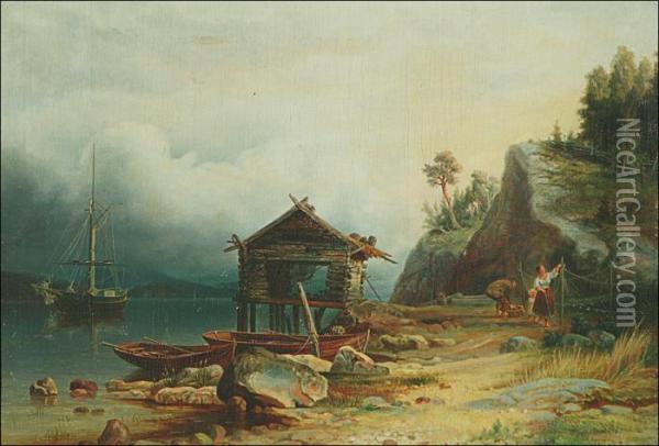 Fisherman's Family Oil Painting - Johan Knutson