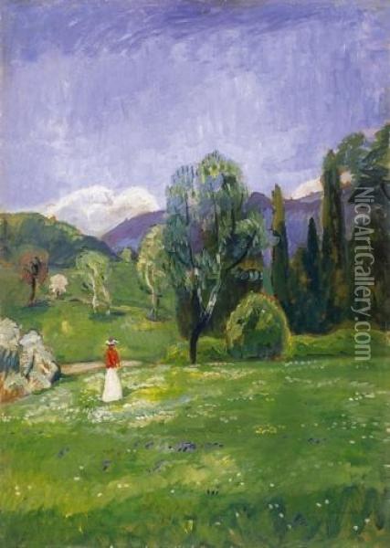 On Flowery Field, About 1910-12 Oil Painting - Bela Ivanyi Grunwald