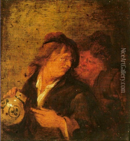 Two Peasants Drinking Oil Painting - Jan Miense Molenaer