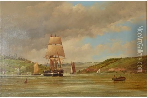 Shipping In A West Country Estuary Oil Painting - Arthur Wilde Parsons