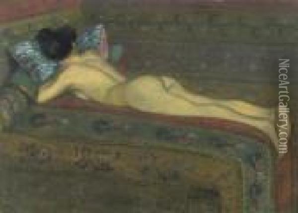 Reclining Figure. Oil Painting - Theophile Alexandre Steinlen