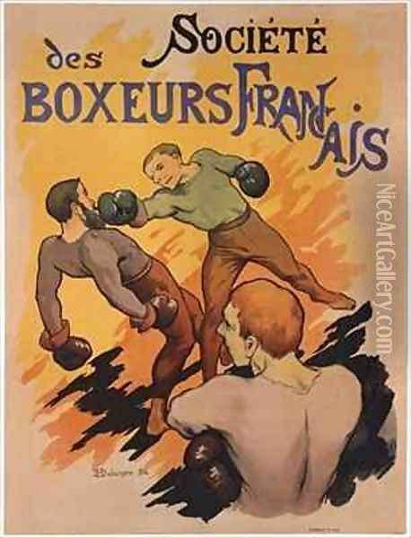 Poster advertising the Societe des boxeurs francais Oil Painting - H. Delaspre