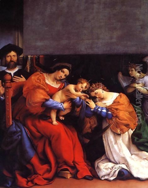 The Mystic Marriage of St Catherine Oil Painting - Lorenzo Lotto