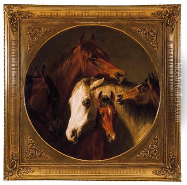 Lovak (horses) Oil Painting - A. C. Friedrich