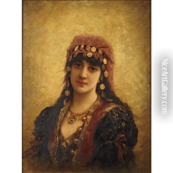 Gypsy Girl Oil Painting - Emile Eisman-Semenowsky