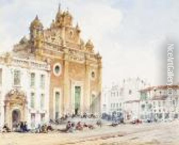 Salvador Church, Seville Oil Painting - Gabriele Carelli