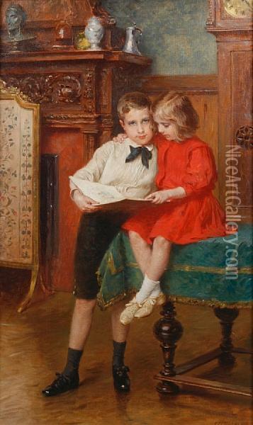 The Siblings Oil Painting - Carl Froschl
