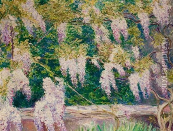 Les Glycines Oil Painting - Blanche Hoschede-Monet