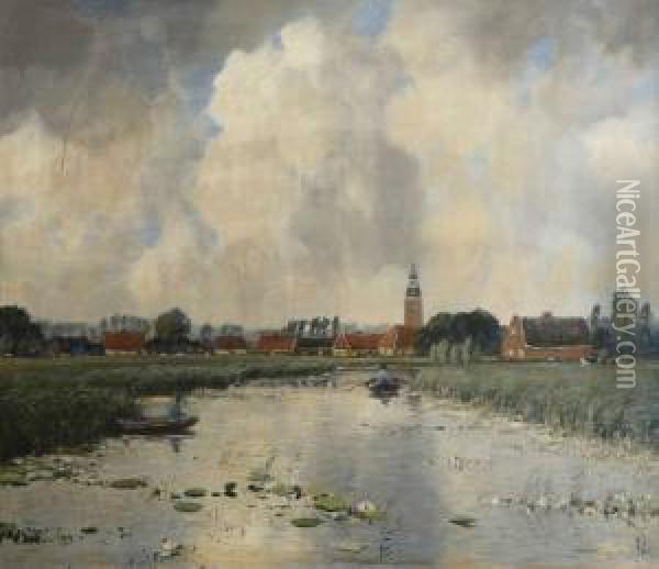 Hollands Rivierlandschap Nabij Loosdrecht Oil Painting - Louis Willem Van Soest
