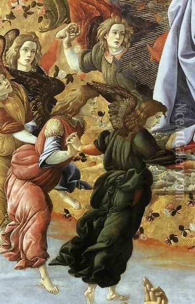 Coronation of the Virgin (detail 2) 1490-92 Oil Painting - Sandro Botticelli