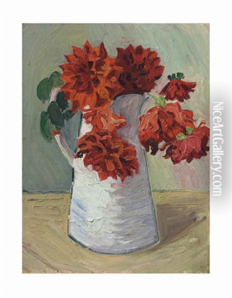 Dahlias In A Jug Oil Painting - Christopher Wood