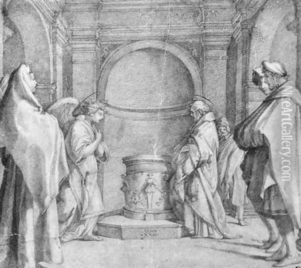 The Annunciation to Zacharias, after Andrea del Sarto Oil Painting - Francesco Morandini da Poppi