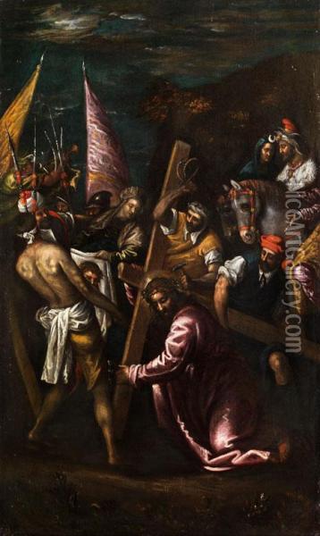 Kreuztragung Christi Oil Painting - Jacopo Bassano (Jacopo da Ponte)