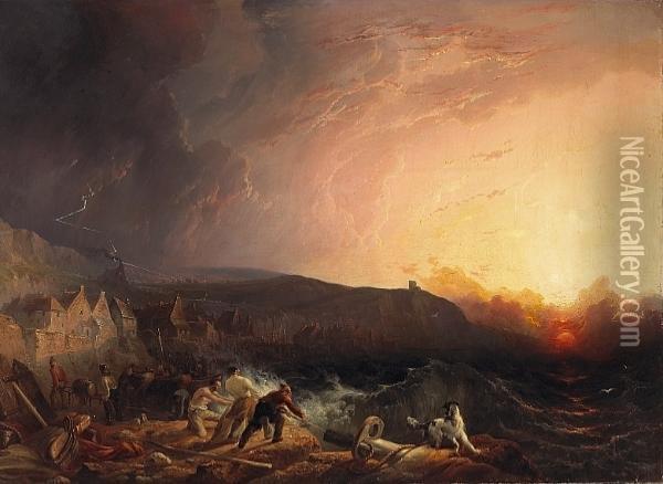 The Shipwreck Oil Painting - John F Tennant