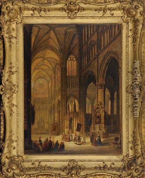 Interior Of The Cathedral Of Amiens Oil Painting - Henry C. Gritten