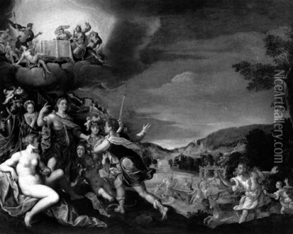 An Allegory With Apollo And Other Olympian Gods Oil Painting - Lucas de Heere