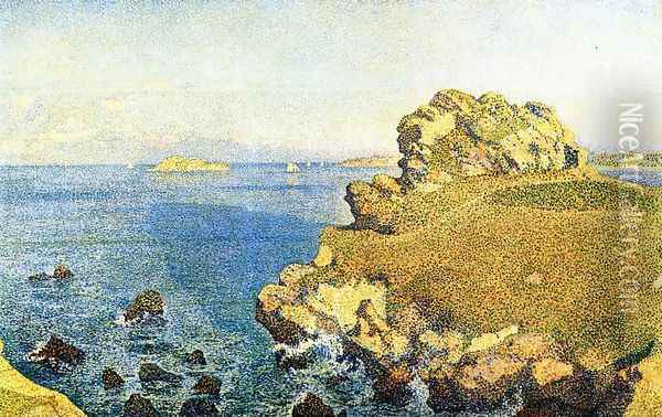 The Pointe de per Kiridec at Roscoff, Brittany Oil Painting - Theo van Rysselberghe
